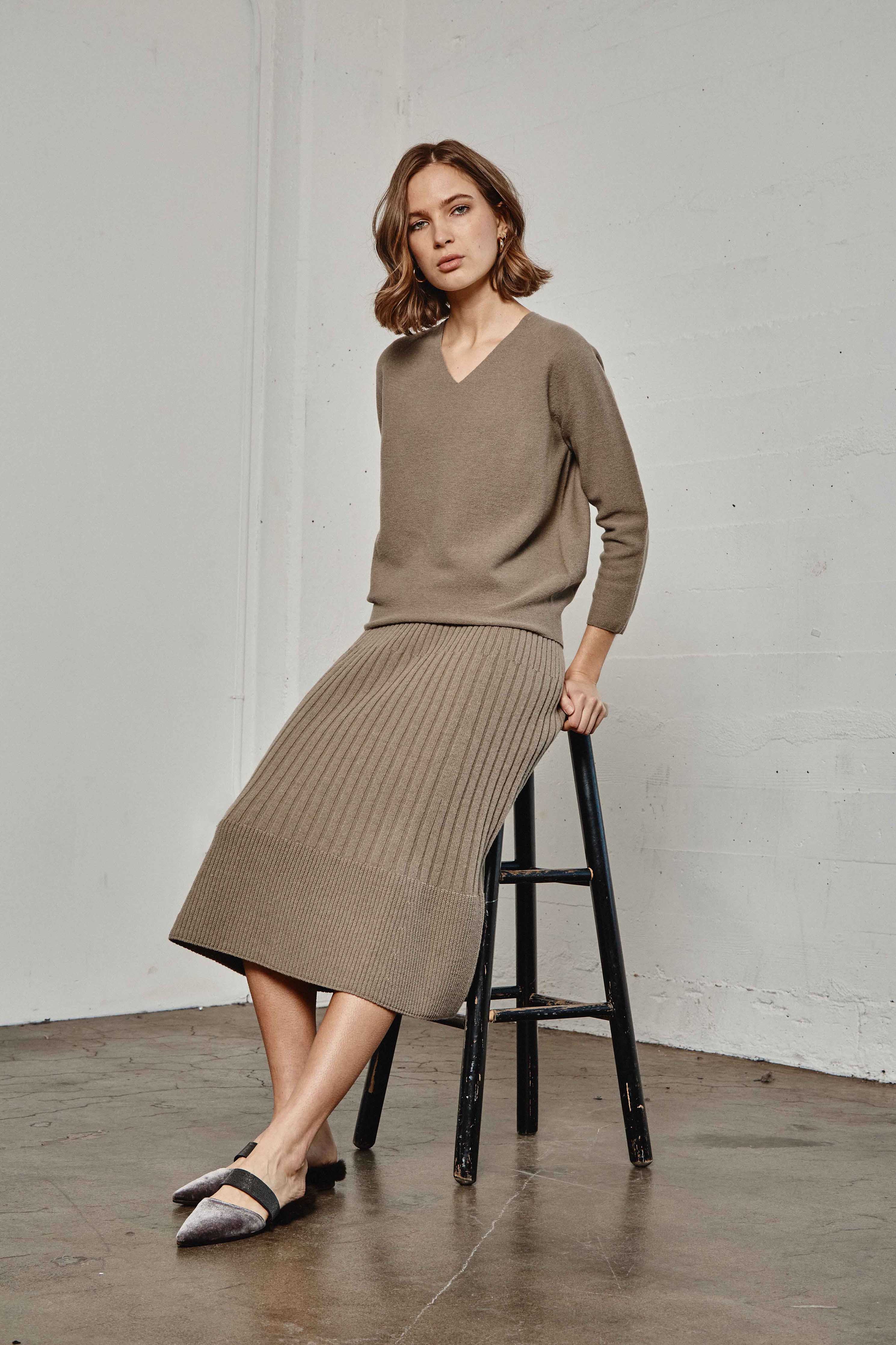 Long Ribbed Skirt